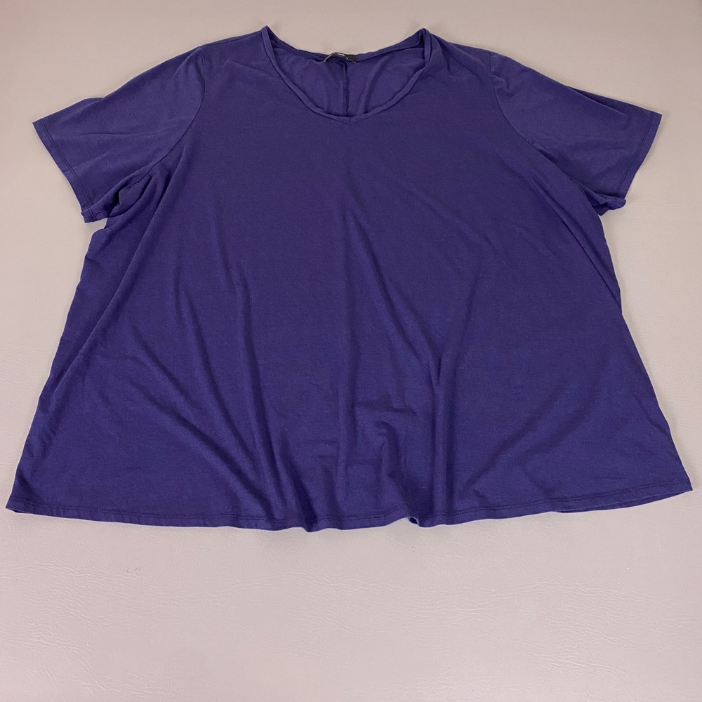 Ellos Tunic T-Shirt Women's Plus Size 3X 30/32 Purple V-Neck Short Sleeve